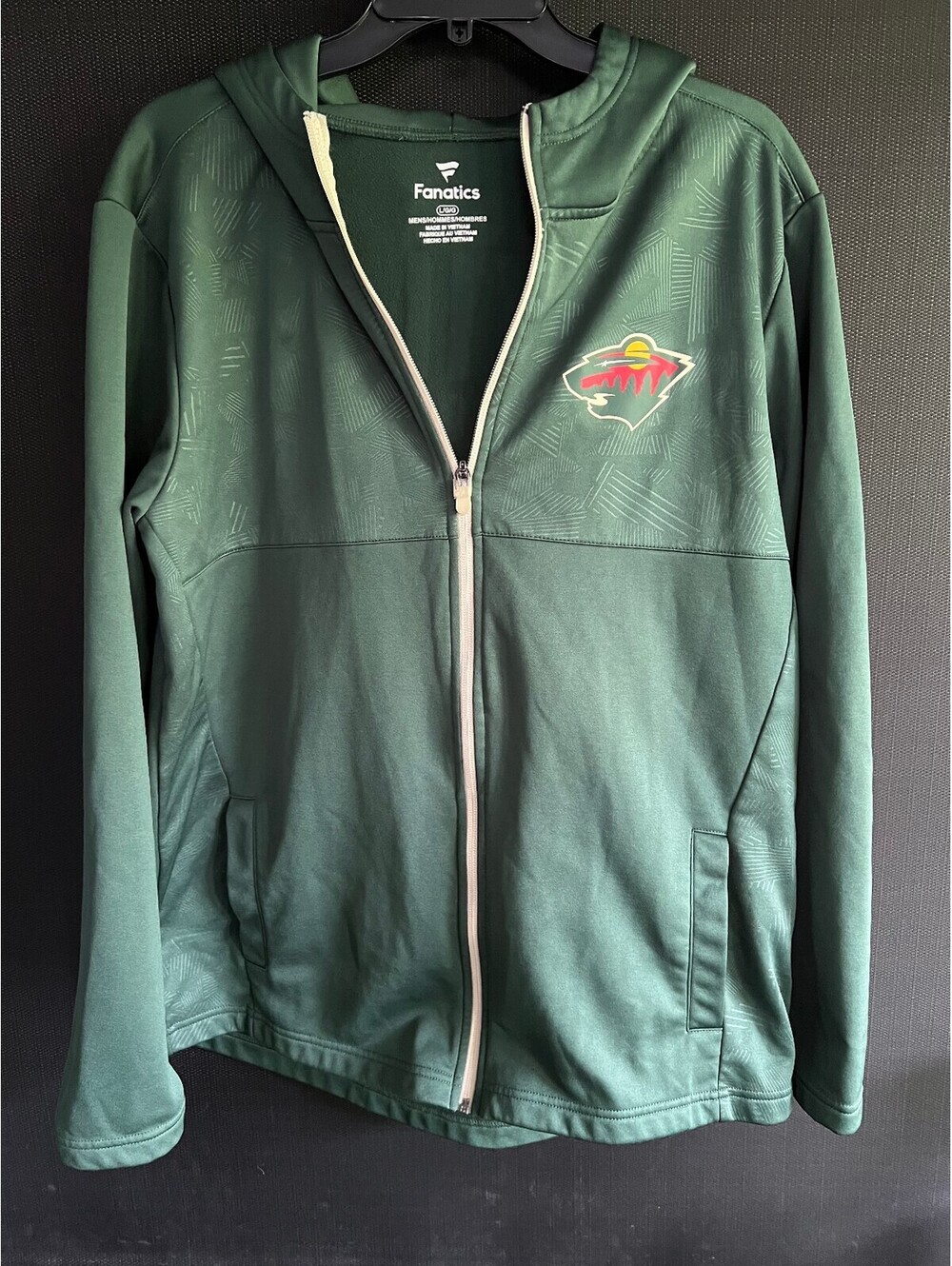 Fanatics Minnesota Wild Green Full-Zip Hoodie Jacket Size Large
